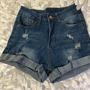 High Waisted Distressed Jean Shorts